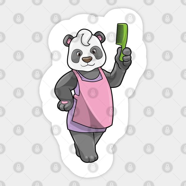 Panda as Hairdresser with Comb Sticker by Markus Schnabel